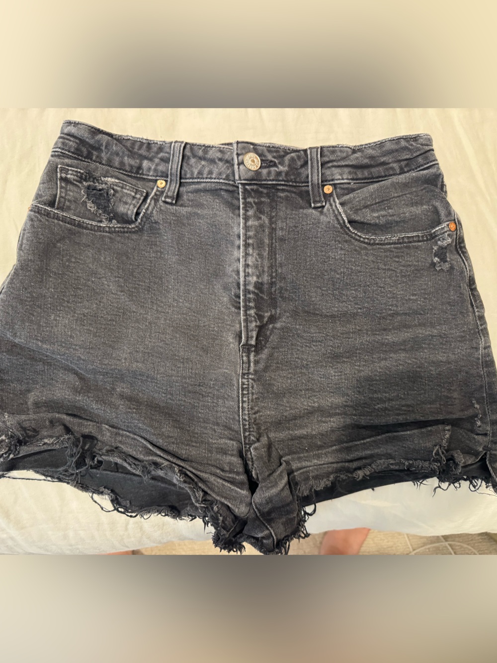 PAIGE Dani Black Distressed Denim Shorts - SIZE 29